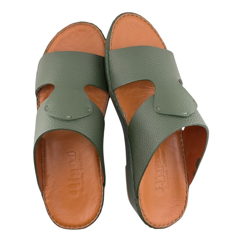 AJYAD Handmade Arabic Sandals For Men | Outdoor Mens Slippers | Everyday Flip Flops Open Toe | Arabic Genuine Shamwa Leather | New Design | Tan Footbed | Comfortable & LightWeight - Image 2